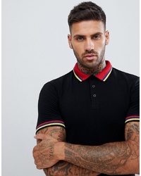 ASOS DESIGN Muscle Fit Polo Shirt With Tipping In Black
