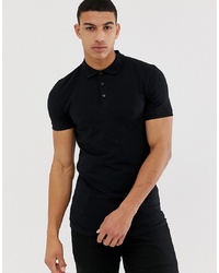ASOS DESIGN Muscle Fit Short Sleeve Jersey Polo In Black