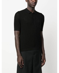 Sandro Open Knit Short Sleeve Polo Shirt
