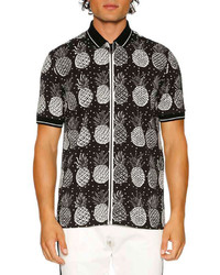 Dolce & Gabbana Pineapple Full Zip Polo Shirt Blackwhite