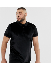 ASOS DESIGN Plus Polo Shirt In Velour In Black