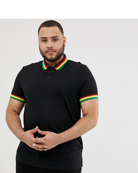 ASOS DESIGN Plus Polo Shirt With Bright Contrast Tipping In Black