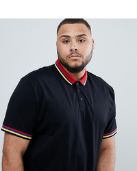 ASOS DESIGN Plus Relaxed Polo Shirt With Tipping In Black