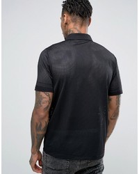 Asos Polo Shirt In Black Heavy Mesh With Zip