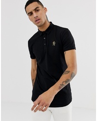 Gym King Polo Shirt In Black With Gold Logo