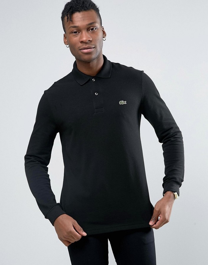 Lacoste Polo Shirt In Long Sleeve Black 