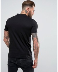 Asos Polo Shirt With Lace Up Neck In Black