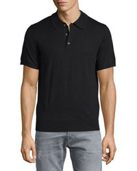Neiman Marcus Short Sleeve Cashmere Silk Polo Shirt