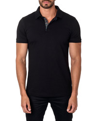 Jared Lang Short Sleeve Cotton Blend Polo Shirt Black