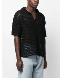 COMMAS Short Sleeve Crocheted Polo Shirt