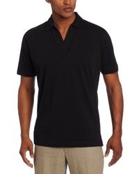 Cubavera Short Sleeve Embroidered Johnny Knit Collar Polo Shirt