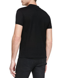Saint Laurent Short Sleeve Pique Polo Black