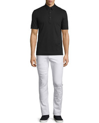 Helmut Lang Short Sleeve Pique Polo Shirt Black
