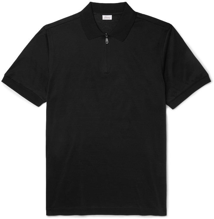 black zip up polo shirt