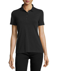 Burberry Slim Fit Polo Shirt With Check Trim Black