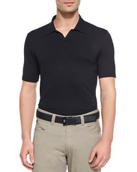 Armani Collezioni Solid Short Sleeve Polo Shirt Black
