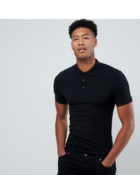 ASOS DESIGN Tall Muscle Fit Short Sleeve Jersey Polo In Black