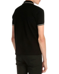 Saint Laurent Tipped Short Sleeve Polo Shirt Black