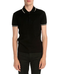 Saint Laurent Tipped Short Sleeve Polo Shirt Black