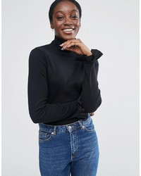 Asos Top With Turtleneck And Ruffle Sleeve