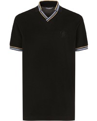 Dolce & Gabbana V Neck Stripe Detail Polo Shirt