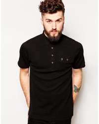 Farah Vintage Polo With Textured Panel In Slim Fit