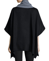 Neiman Marcus Cashmere Collection Ribbed Cowl Neck Cashmere Poncho