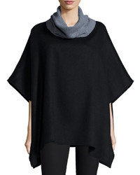 Neiman Marcus Cashmere Collection Ribbed Cowl Neck Cashmere Poncho