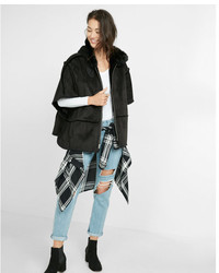 Express Faux Shearling Hooded Poncho