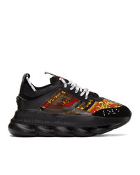 Versace Black Barocco Chain Reaction Sneakers