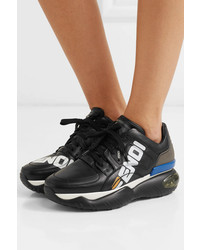 Fendi Logo Print Leather And Rubber Sneakers