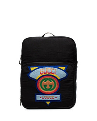 Gucci Black Logo Badge Embellished Backpack