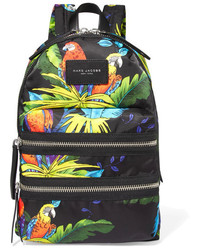 Marc Jacobs Leather Trimmed Printed Shell Backpack Black