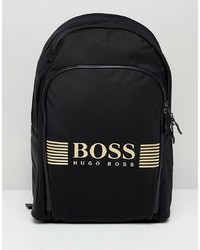 BOSS Pixel Back Pack Nylon Gold Logo In Black