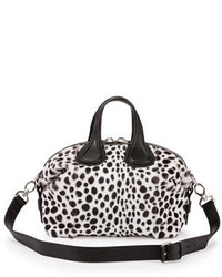 Givenchy Nightingale Small Dalmatian Print Satchel Bag Black