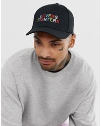 ASOS DESIGN Baseball Cap In Black With Lovers Fighters Embroidery