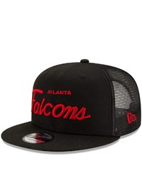 New Era Black Atlanta Falcons Script Trucker 9fifty Snapback Hat