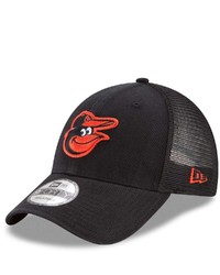 New Era Black Baltimore Orioles Trucker 9forty Adjustable Snapback Hat