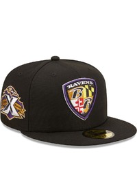 New Era Black Baltimore Ravens 10th Anniversary Patch Logo 59fifty Fitted Hat At Nordstrom