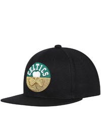 Mitchell & Ness Black Boston Celtics Gold Dip Down Snapback Hat