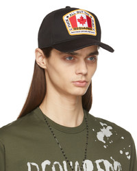 DSQUARED2 Black Canada Flag Patch Cap