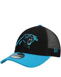 New Era Black Carolina Panthers Logo 9forty Trucker Adjustable Hat