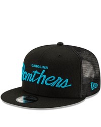New Era Black Carolina Panthers Script Trucker 9fifty Snapback Hat At Nordstrom