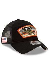 New Era Black Denver Broncos 2021 Salute To Service Trucker 9twenty Adjustable Hat