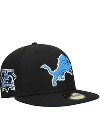 New Era Black Detroit Lions 75th Anniversary Patch Team 59fifty Fitted Hat At Nordstrom
