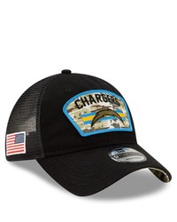 New Era Black Los Angeles Chargers 2021 Salute To Service Trucker 9twenty Adjustable Hat