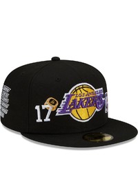 New Era Black Los Angeles Lakers 17x World Champions Count The Rings 59fifty Fitted Hat