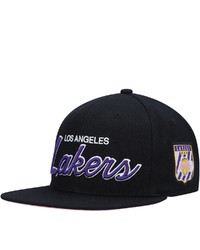 Mitchell & Ness Black Los Angeles Lakers Hardwood Classics Script Snapback Hat At Nordstrom