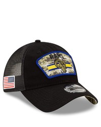 New Era Black Los Angeles Rams 2021 Salute To Service Trucker 9twenty Adjustable Hat At Nordstrom