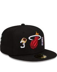 New Era Black Miami Heat 3x World Champions Count The Rings 59fifty Fitted Hat
